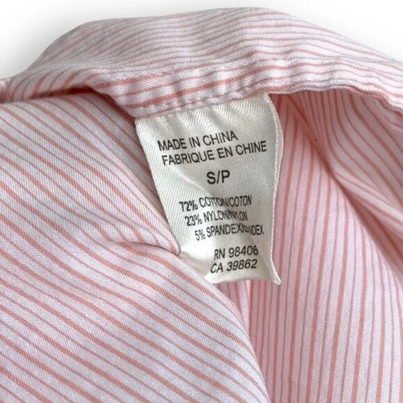 Theory Shirt Button Down Long Sleeve Orange White Stripe - Picture 9 of 9